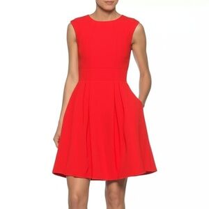 TOPSHOP A-Line Dress Size 4 Red Sleeveless Pleated Modern Casual Chic Holiday
